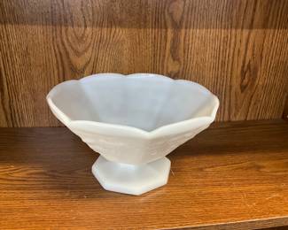 Anchor Hocking Milk Glass Bowl w/ Harvest Grape Pattern