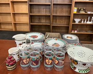Tabletops Unlimited "A is for Apple" Dinnerware, Silverware & Metal Strainer