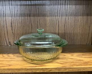 Green Pyrex Ribbed Casserole Dish