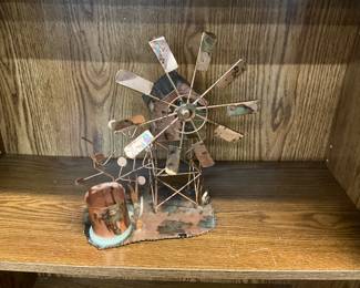 Copper Windmill Farm Metal Sculpture