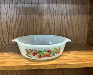 Anchor Hocking Milk Glass Strawberry Casserole Dish