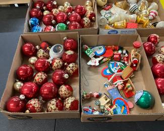 Vintage Assorted Glass, Wood & Plastic Christmas Ornaments