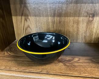 Black Enamelware Bowl w/Yellow Trim