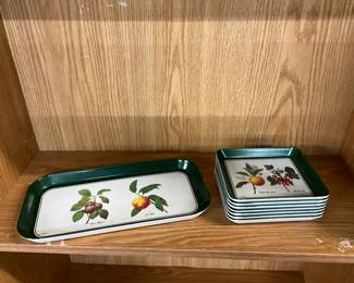 P.J. Redoute Fruit Botanical Melamine Serving Tray & Small Plates