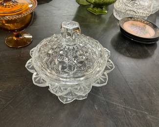 Indiana Glass Co "Lady Love" Covered Candy Dish made for Homco in 1980's