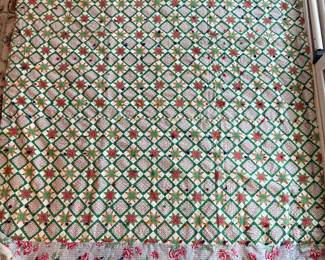 Antique hand knotted tacked quilt