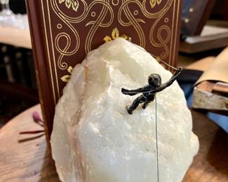 Vtg. 1976 Curtis Jere- Marble bookends w/mountain climbers
