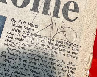 1-27-1986 Autographed "Bears bring it home" -