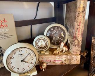 Collection of wind up alarm clocks