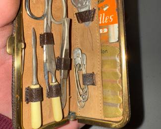 Inside Vintage Sewing Kit