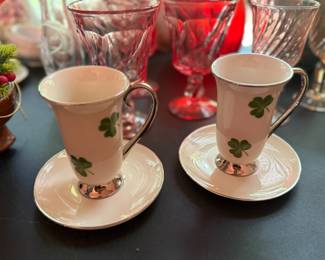 Flintridge Clover China Teacups and saucers