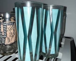 Mid-century atomic aqua juice glasses