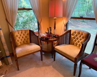 Antique Chairs & Vintage Table & Lamp