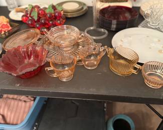 Pink depression glass