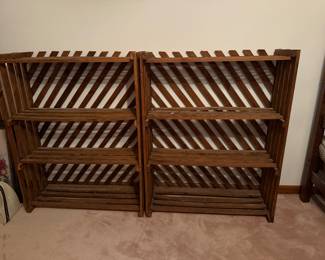 Slat Wood Book Shelves