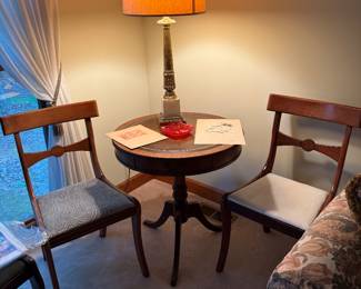 Antique Table Chairs & Lamp