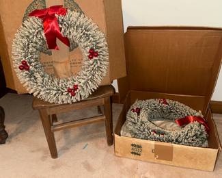 2 Vintage Holiday Wreaths with Original Boxes
