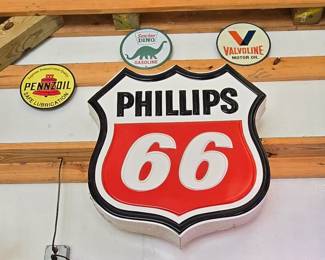 Phillips 66 Plastic Sign - Pennzoul - Sinclair Dino - Valvoline Metal Signs