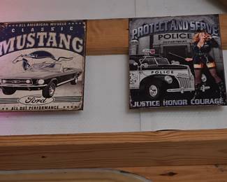 Mustang and Police Metal Signs