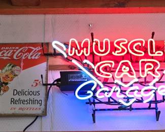 Muscle Car Neon Sign - Coca Cola Metal Sign