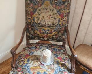German handmade needlepoint carved arm chair mid 19th century, gorgeous piece