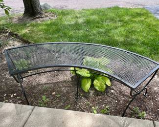 1 of 2 Wrought iron half round benches