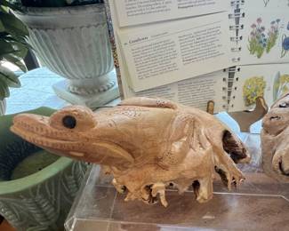 1 of 2 - Carved Frog from petrified wood - left side