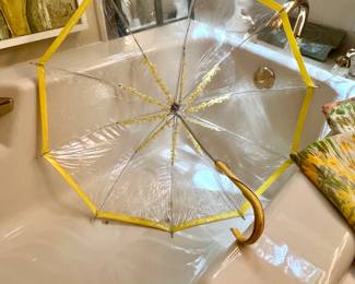 Vtg. Clear umbrella w/flowers on the inside :)