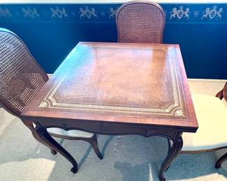 top view- Card table w/4 chairs - top flips open for a bigger table