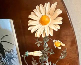 Vtg. Metal flower on rock