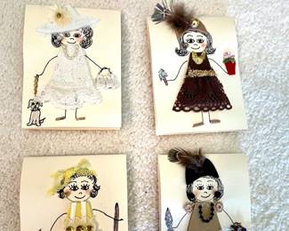 4 of 8 of the cutties Vtg. Hand made Bridge tally books we've ever seen
