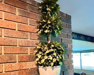 1 of 2 planters w/faux plant