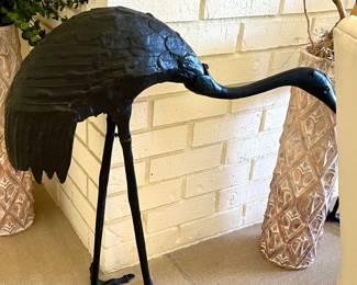 Pair of Mid Century large bronze Japanese Cranes