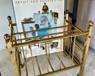 LaBarge 20th Century brass magazine rack