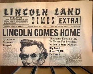 2- Near Perfect, May 4 1865 Lincoln Land Times Newspaper "Lincoln Comes Home"