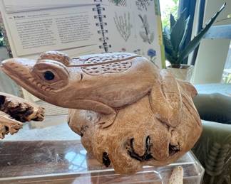 2 of 2 - Carved Frog from petrified wood - left side
