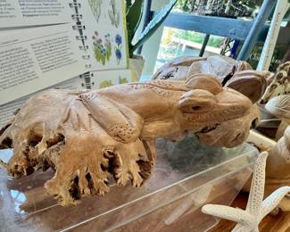 1 of 2 - Carved Frog from petrified wood - right side