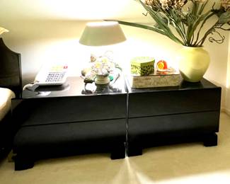 Vtg. Roche Bobois Asian furniture - low profile king bed w/matching nightstands -- 2 of 4 nightstands