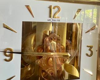 Vtg. 1960's Jaeger Le Coultre clock Atmos 15 Jewels perpetual brass mantle clock - square face