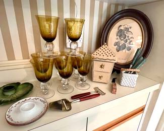 8 of 16 Amber water glasses