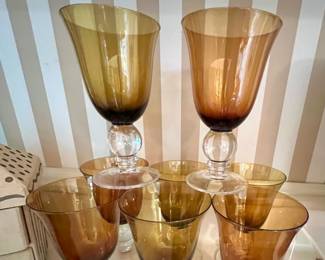 8 of 16 Amber water glasses