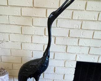 Pair of Mid Century large bronze Japanese Cranes