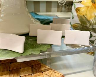 1 of 5 Sets of 6 new porcelain place cards - porcelain can be reused over and over when you use an erasable marker - w/boxes