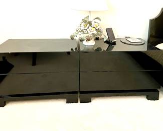 Vtg. Roche Bobois Asian furniture - low profile king bed w/4 matching nightstands -- 2 of 4 nightstands