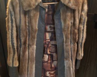 Leather and fur coat