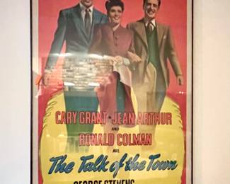 Original framed Cary Grant, Jean Arthur & Ronald Colman "The Talk of the Town" movie poster