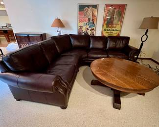 Water E. Smithe leather "L" shaped couch - 7' X 7'