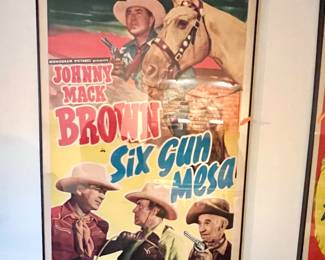 Original framed Johnny Mack Brown - "Six Gun Mesa" movie poster