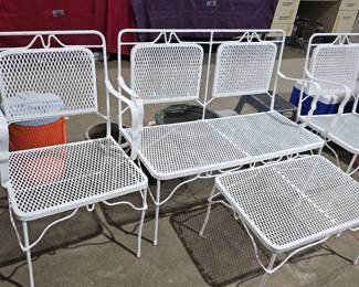 WROUGHT IRON PATIO CHAIRS / TABLE / BENCH