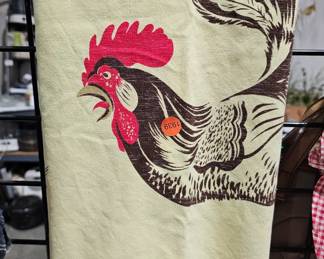 VINTAGE COTTON ROOSTER TABLECLOTH